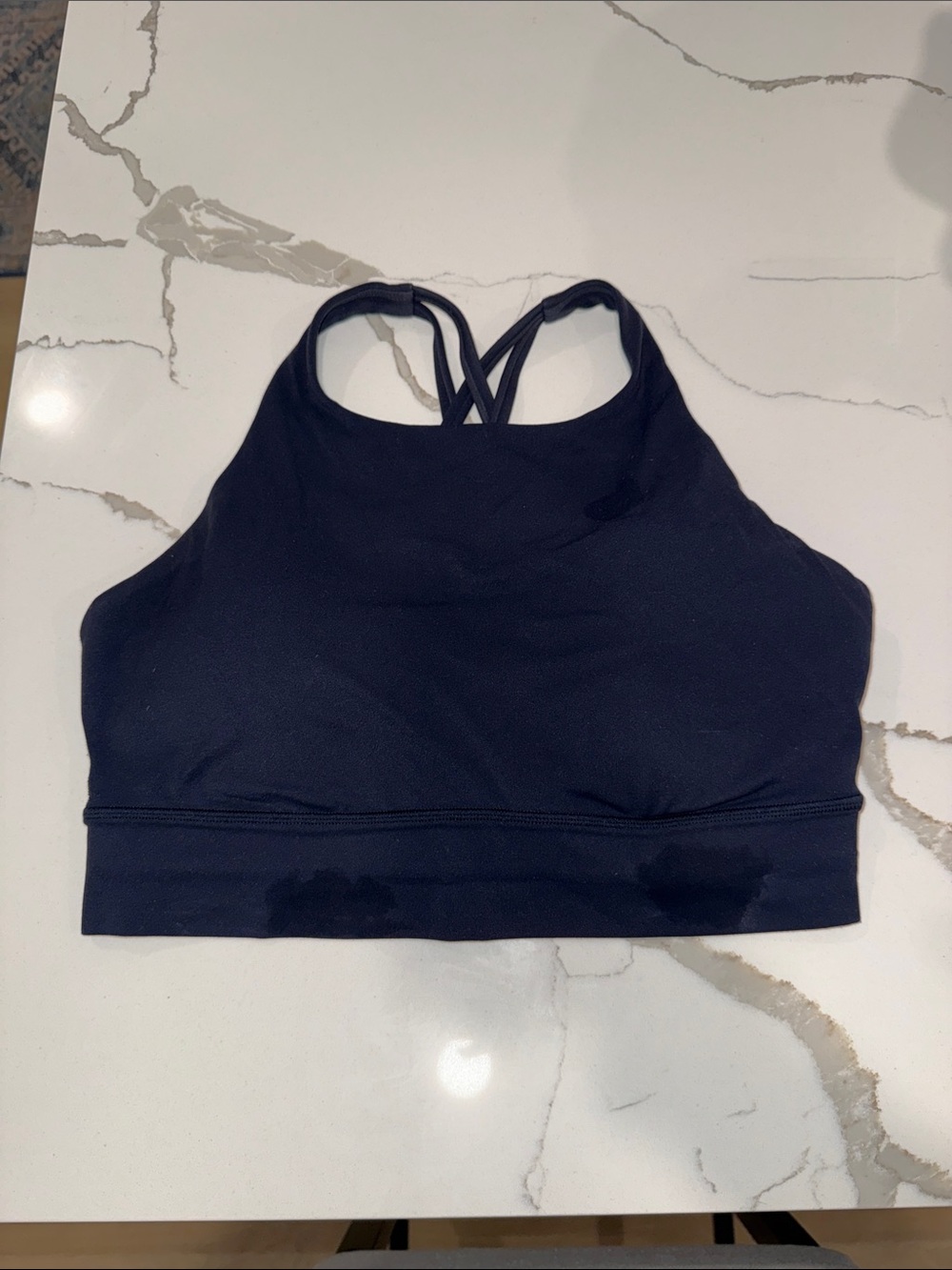 Crz Yoga Strappy High-Neck Sports Bra in Navy Blue